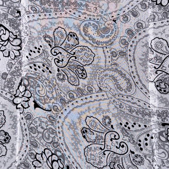 Black & Gray Mesh See Through Button Down Blouse with Paisley Pattern - Picture 6 of 8